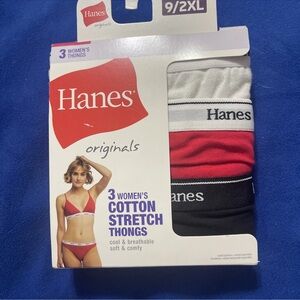Hanes Originals Women's Cotton Stretch Thongs - Red, White, Black
